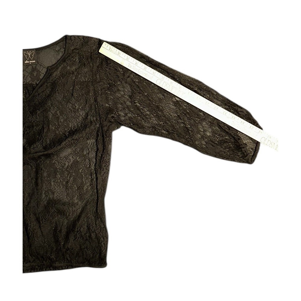 Ella Moss Black Open Lace Top Blouse Sz M Whimsigoth Dark Romantic Vamp Goth - Picture 6 of 6